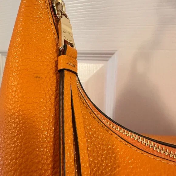 Coach Jules Hobo Bag Pebbled Leather - Orange - Picture 7 of 16